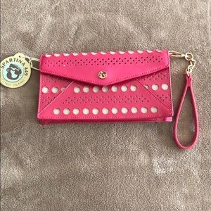 Pink Leather Clutch